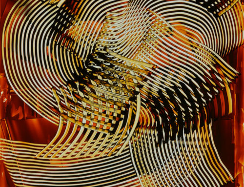 ACRILICO GRAFFIATO viola-senape su lastra, 2016, 50×50 cm