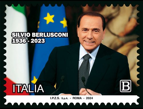 2024 FRANCOBOLLO DI BERLUSCONI PER CONTINUARE A LECCARE IL DIDIETRO